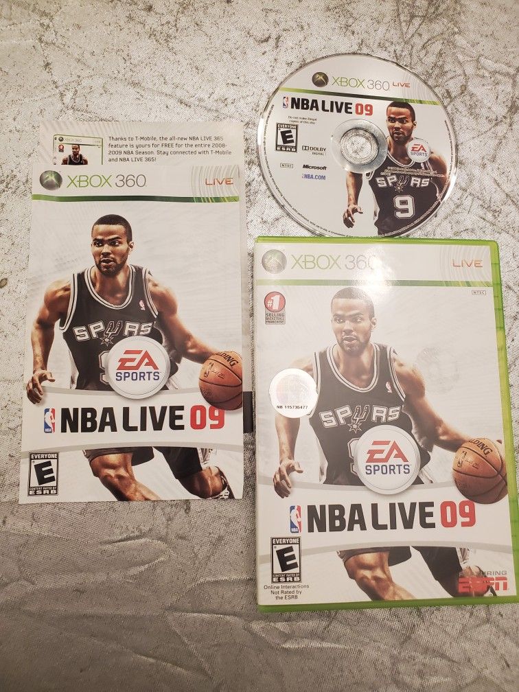 NBALive 09 - Microsoft Xbox 360, 2008 - basketball Video Game CIB