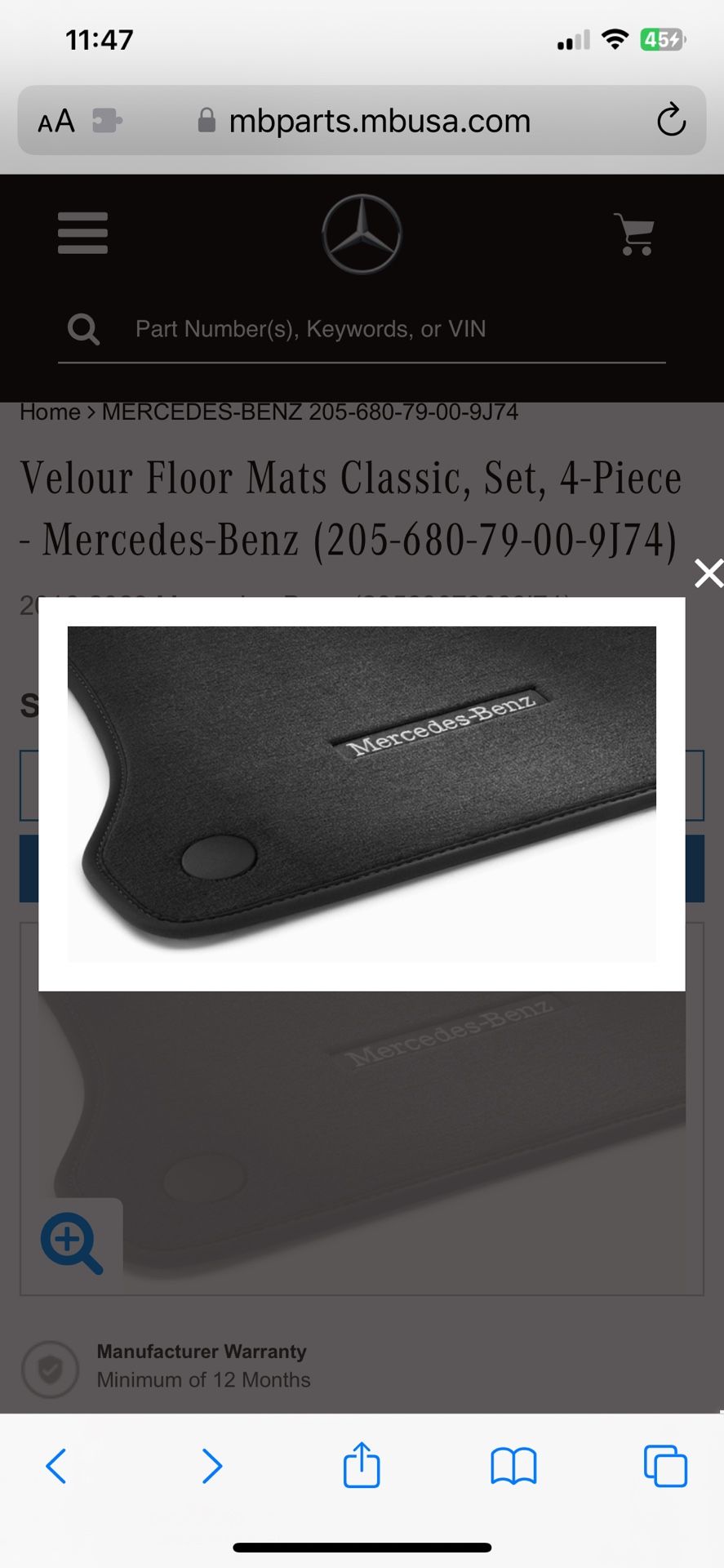 Velour Floor Mats Classic, Set, 4-Piece - Mercedes-Benz