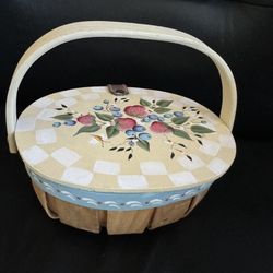 Artist created “Berries “ wood Basket
