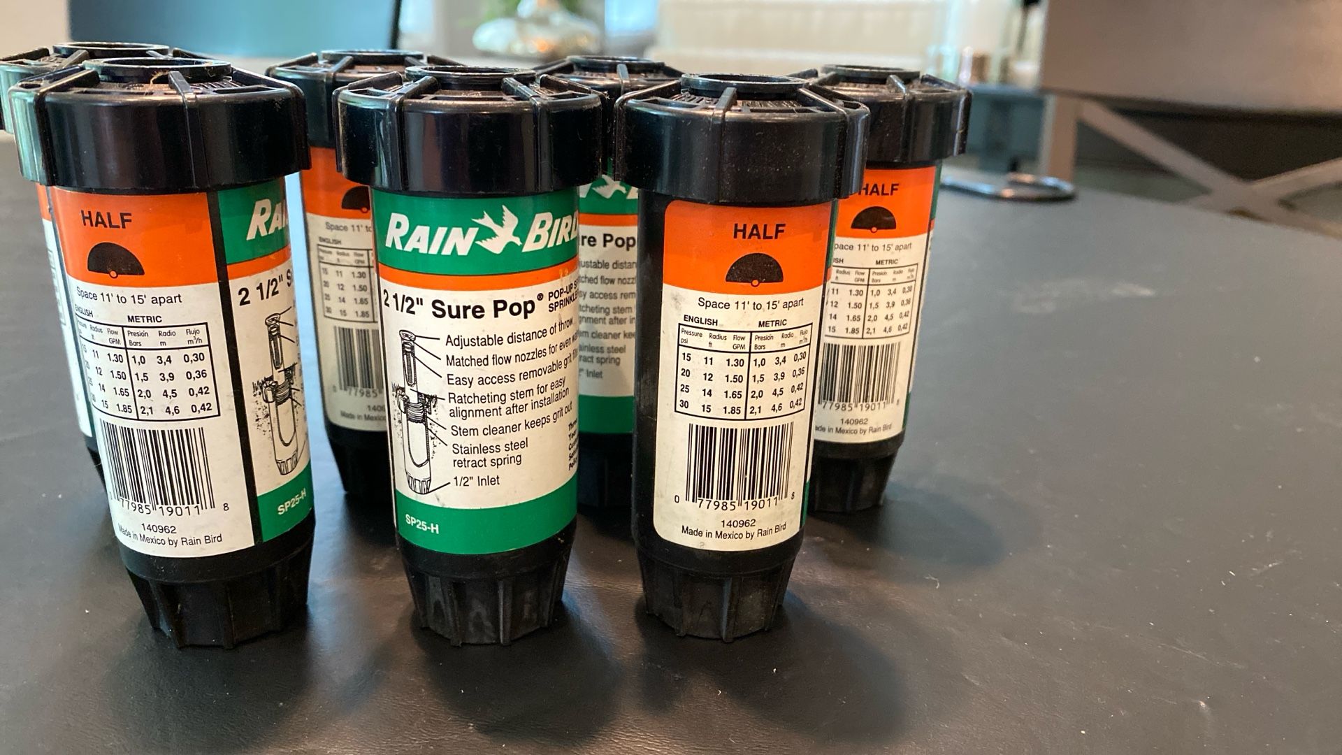 Quantity of 8: Rain Bird 2 1/2 “ Sure Pop #SP25-H - Pop-Up Spray Sprinkler - Half