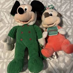 Mickey & Minnie Mouse Christmas Plushes