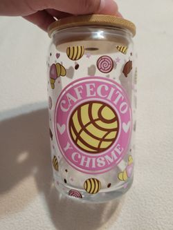 16oz Glass Can Cup w/bamboo lid & straw