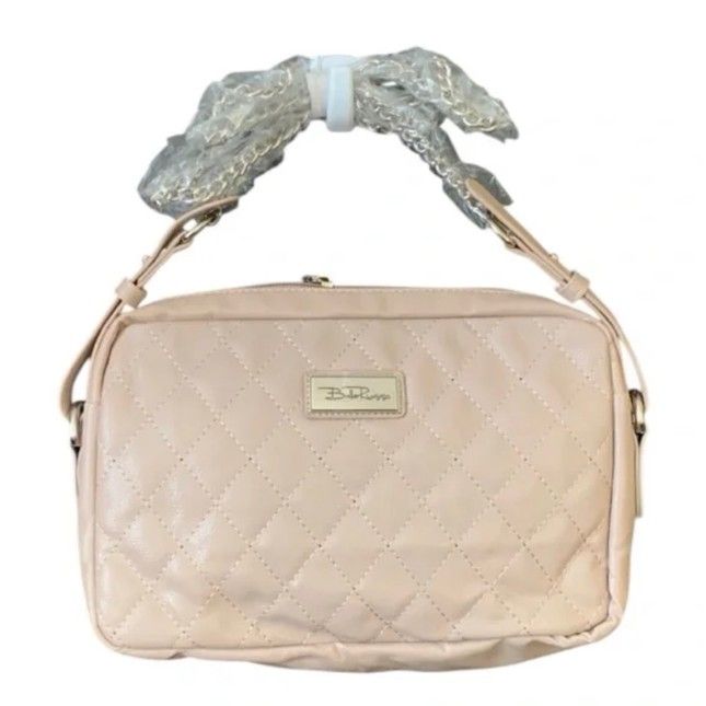 Belle Russo Taupe Quilted Faux Leather Chain Strap Purse