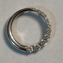 925 Sterling Silver Cz Diamond Round Necklace Pendant 