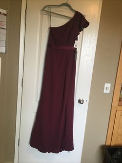 NWT White By Vera Wang Bridesmaids Dress One Shoulder Color Wine Size 6