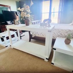 Handmade Console/Buffet Table & 2 End Tables