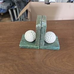 Vintage ABF Alabaster Golf Ball Bookends Made in Italy - Pair