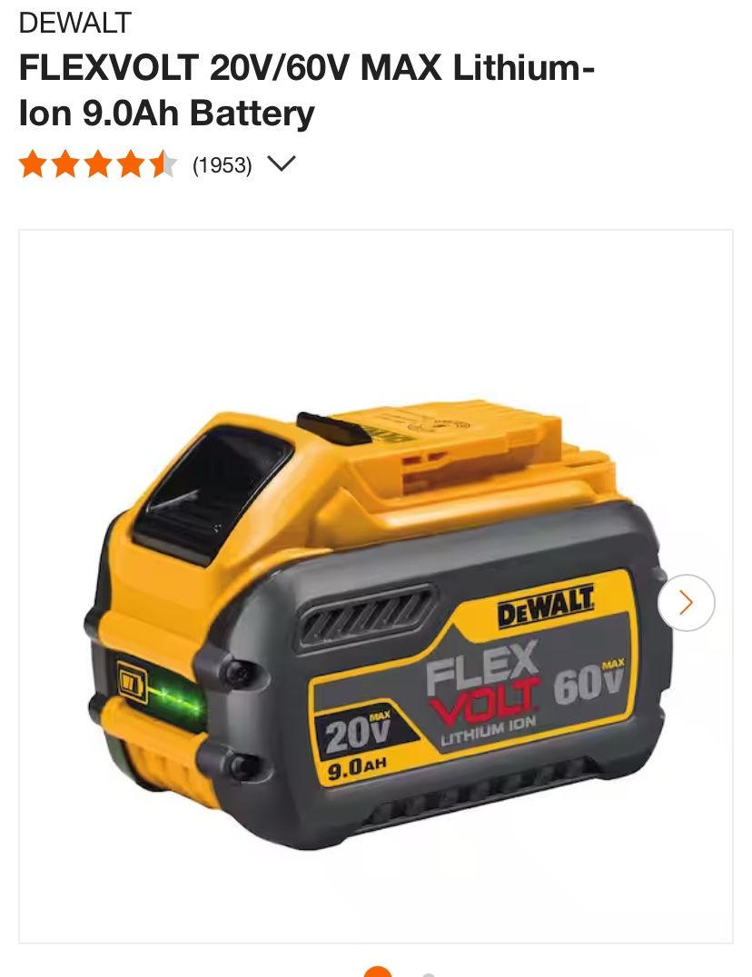 DEWALT FLEXVOLT 20V/60V MAX Lithium-Ion 9.0Ah Battery