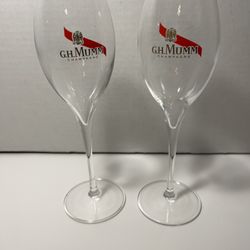 2 x GH  MUMM Champagne Stemmed Glasses Excellent Condition
