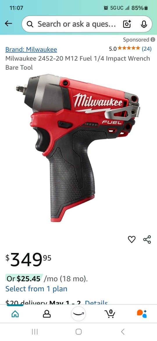 Milwaukee 1/4 Ratchet and 1/4 Impact Wrench