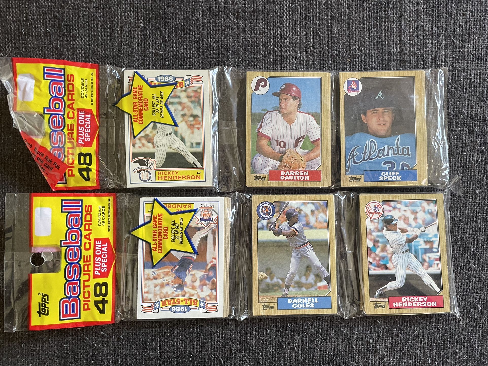 (2) Topps 1987 Rack Packs With Rickey Henderson Showing