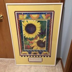 Beautiful Sunflower Framed Picture — Perfect Condition
