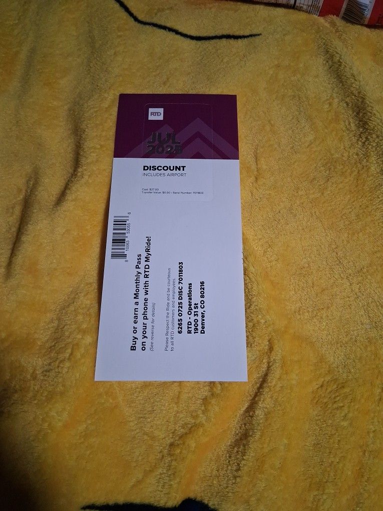 Rtd Discount Bus Pass July