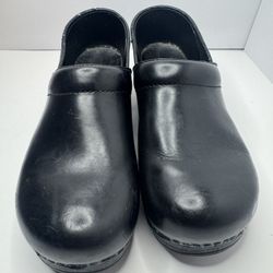 Dansko Black Leather Professional Clogs Women's Size EU41