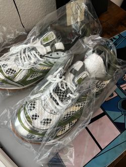Green and White Mesh Chunky Sneakers