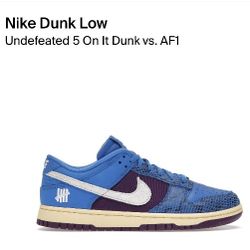 Nike Dunk Low Undefeated 5 On It Dunk vs. AF1 Size 9