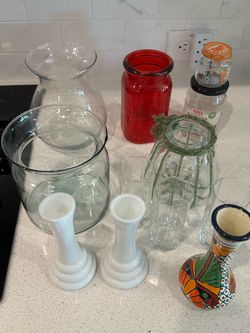 Assorted glass vases