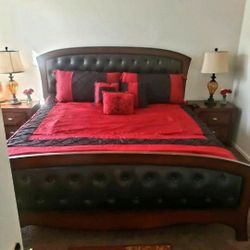 King Size Bed Set With 2 Night Stands And Box Frame 