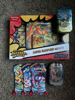 Pokémon Sealed Bundle! Ascended Heroes Mega Ex Box & Mini Tin; Lumoise City Mini Tin; 3 Sleeved Boosters of Chaos Rising! Pick Up In Coral Springs!