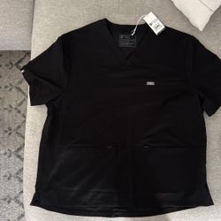 Figs Black Scrub Top 