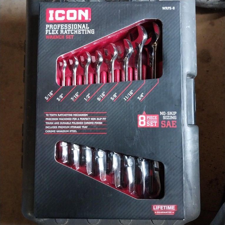 *ICON Profesional Flex Ratchet Wrench Set AP Set SAE