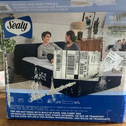 Sealy Queen Air Mattress 18” with Built-in Headboard and Built-in Pump Air Bed