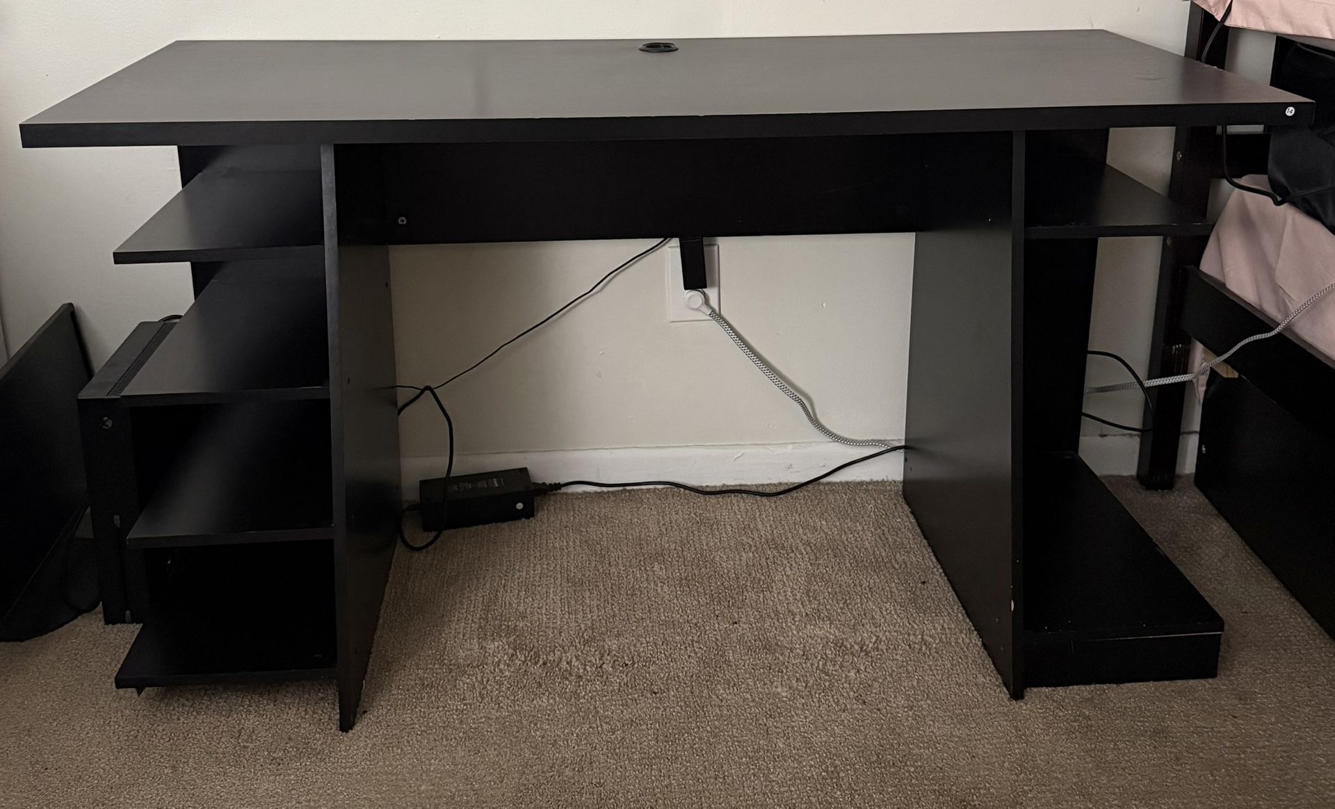 black wooden desk