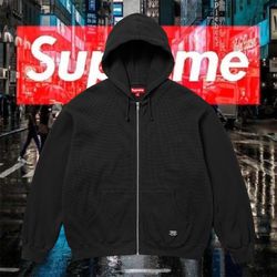 Supreme Hooded Zip Up Thermal Black L 