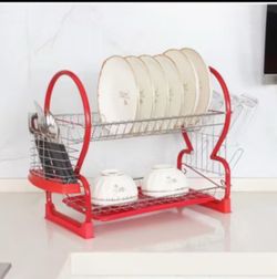 2-Tier Stainless Steel Cutlery for Dish Drainer with Drip Tray