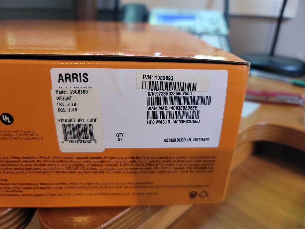 Arris (SBG8300) Cable Modem Router