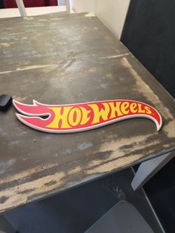 Wooden hotwheels display sign