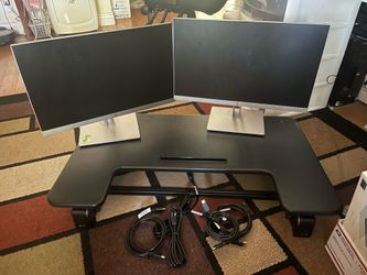 2x HP 24 inch monitor & Adjustable Desk Stand
