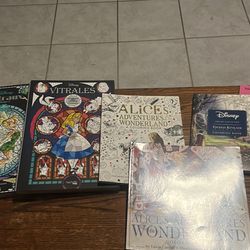 Alice And Wonderland And Disney Coloring Books With Colors Pencils With Bag 
