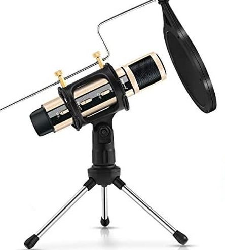 Studio Recording Microphone, ZealSound Condenser Broadcast Microphone w/Stand Built-in Sound Card Echo Recording Karaoke Singing for Phone Computer PC