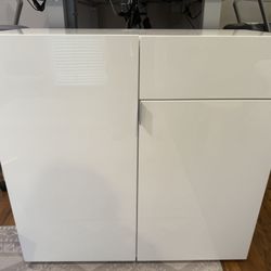 CB2 Swig High Gloss White Mini Bar Cabinet