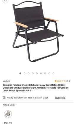 Camping Folding Chair High Back Heavy Duty Holds 500lbs Outdoor Furniture Lightweight Armchair Portable for Garden Lawn Beach Sports Black