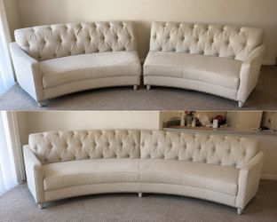 Modern Beige Tufted Sofa & Loveseat Set – Excellent Condition