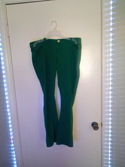 Green Flare Leg Pants