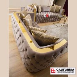 Modern Tuxedo Track Arm Sofa & Loveseat 2-Piece Set - Diamond Tufted Velvet