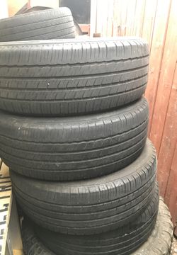 I got four tires in good condition they have about 50% left site number 225/60 R 18