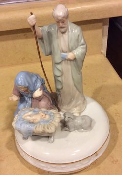 Porcelain Holy Family Music Box