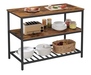 New Kitchen Island with 3 Shelves Island Table Modern Vintage 23.6”D x 47.2”W