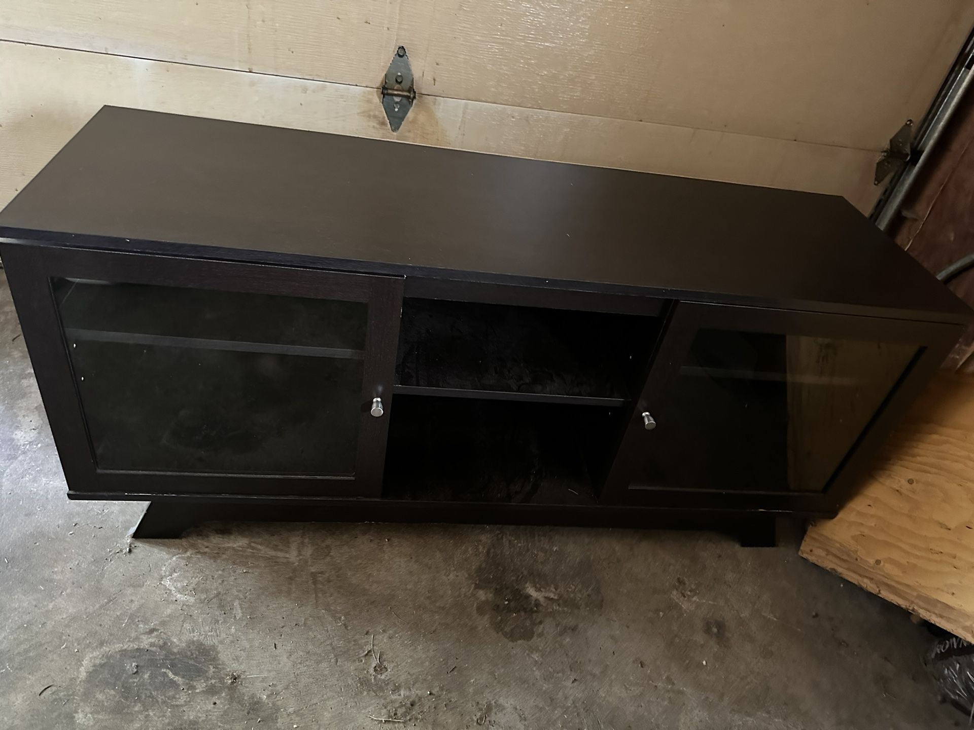 Black Stand With 6 Shelves  with Two Glass Doors (Like New)