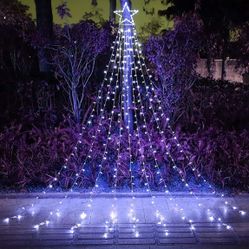 PUHONG Christmas Decoration Star Lights Outdoor,320 LED 16.4Ft Christmas String Lights[8 Modes & Waterproof] for Halloween Xmas New Year Holiday(Iron)