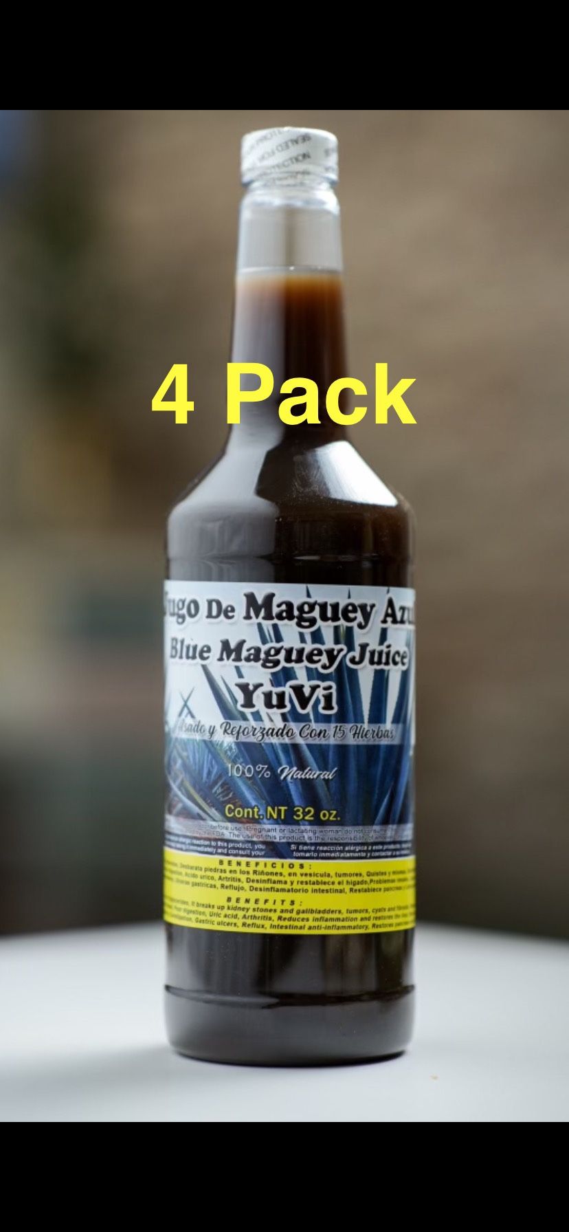 4Pack 4 Bottles Of Jugo De Maguey Asado
