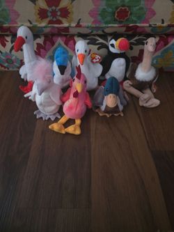 Vintage TY Beanie Babies Bird Lot of 8 – Kuku, Strut, Jake, Stilts, Rocket, Gracie, Puffer, Stretch