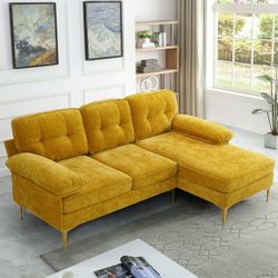 New in box Vallancia 85" Sectional Sofa - L Shaped - Yellow 