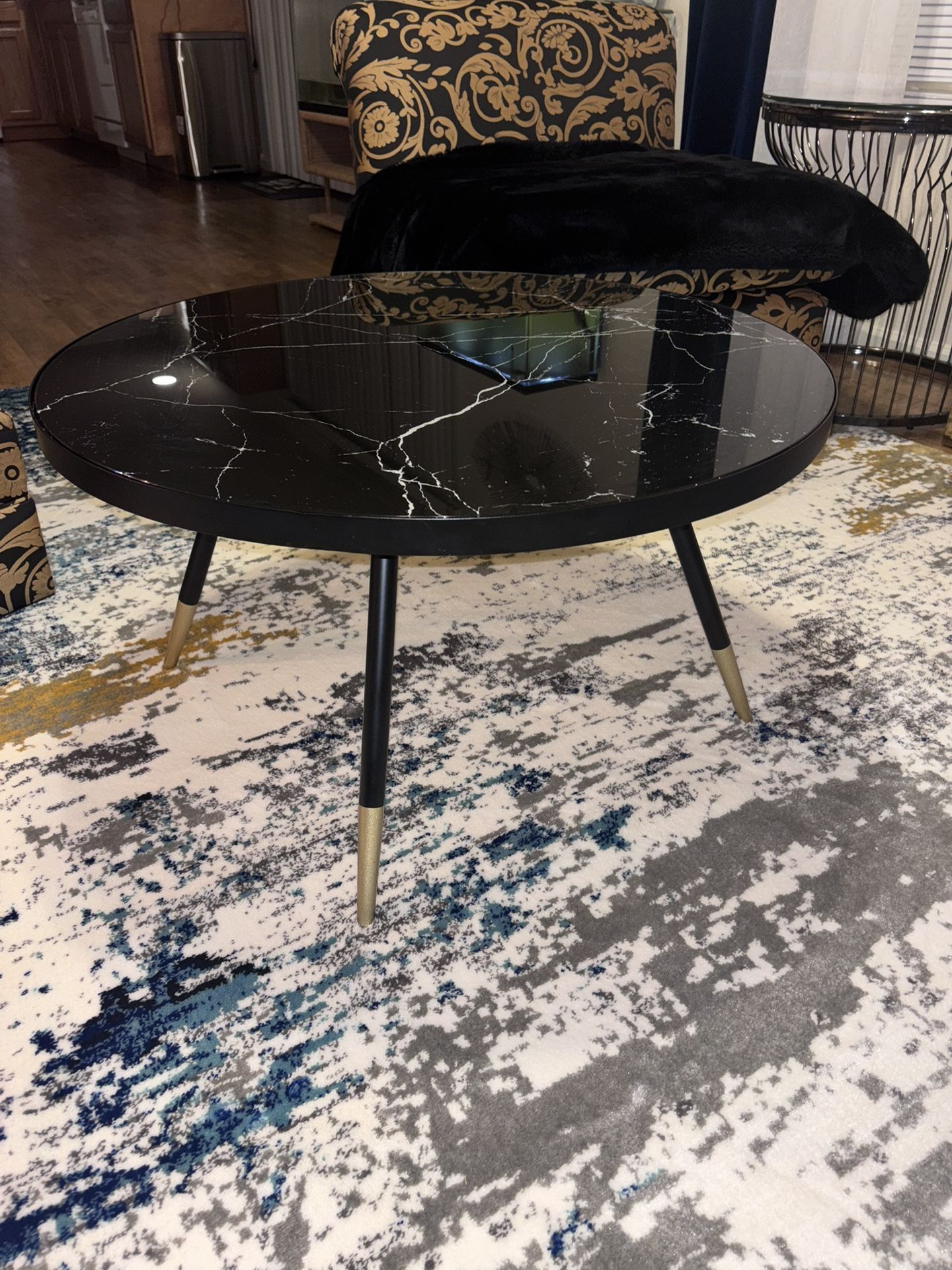 Small Glass Marble Top Coffee Table