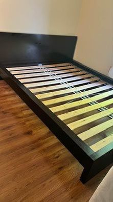 IKEA / MALM Bed frame, black-brown/Luröy, Queen