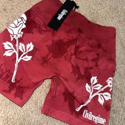 Civil Regime Red Tie Dye Rose Biker Shorts
